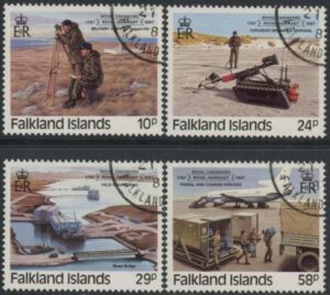 1987 Falkland Islands. SG.539-42 Bicentenary of Royal Engineers Royal Warrant. set 4 values. used (CTO)