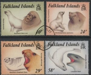 1987 Falkland Islands. SG.543-6 Seals.  set 4 values. used (CTO)