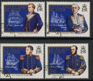 1985 Falkland Islands.  SG.510-3 Early Cartographers set 4 values.  used (CTO)
