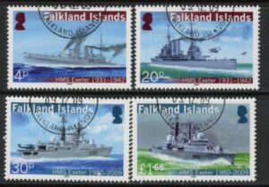2009 Falkland Islands. SG.1149-52  HMS Exeter. set 4 values. used (CTO)
