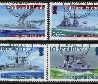 2009 Falkland Islands. SG.1149-52  HMS Exeter. set 4 values. used (CTO)