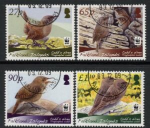 2009 Falkland Islands. SG.1144-7 Endangered Species Cobbs Wren. set 4 values.  used (CTO)