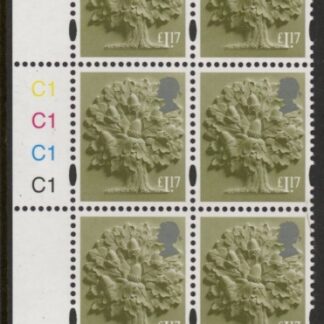 EN54  £1.17 Oak Tree  (new typeface) cyld. C1 x 4 grid R1 C1 Litho Cartor U/M (MNH)