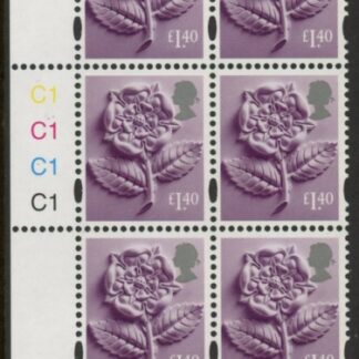 EN60 £1.40  Tudor Rose (new typeface)  Litho cyld. C1 x 4 grid R2 C4 Cartor  U/M (MNH)