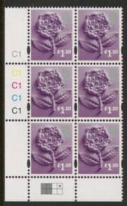 EN41  £1.10 Tudor Rose 2B   cyld. C1x5    Phos C1 Grid R1 C4 Cartor. U/M (MNH)