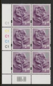 EN41 £1.10 Tudor Rose 2B cyld. C1x5 Phos C1 Grid R2 C3 Cartor. U/M (MNH)