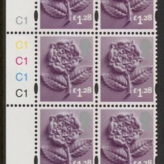 EN43  £1.28 Tudor Rose 2B   cyld. C1x5    Phos C1 Grid R2 C3 Cartor. U/M (MNH)