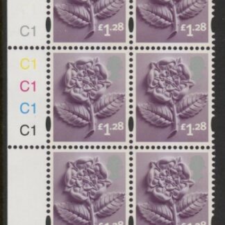 EN43  £1.28 Tudor Rose 2B   cyld. C1x5    Phos C1 Grid R1 C3 Cartor. U/M (MNH)