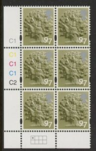EN34 97p Oak Tree 2B cyld. C1x4 C2 Phos C1 Grid R1 C1 Cartor. U/M (MNH)