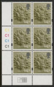 EN56  £1.35 Oak Tree 2B   cyld. C1x4    Phos C1 Grid R1 C2 Cartor. U/M (MNH)