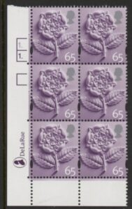 EN4 65p Tudor Rose 2B cyld. 1 1 dot Phos 49 DLR U/M (MNH)
