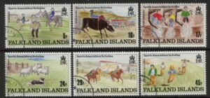 1989 Falkland Islands SG.587-92  Sports Association Activities. set 6 values. Used (CTO)