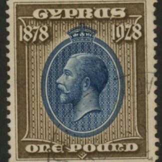 1928 Cyprus SG.132  £1 blue & bistre-brown. fine used