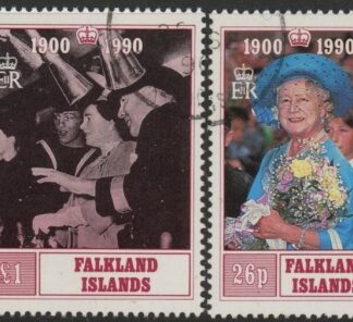 1990 Falkland Islands.  SG.606-7 90th Birthday of Queen Elizabeth the Queen Mother. set 2 values. Used (CTO)