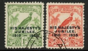 1935 New Guinea  SG.206-7 Silver Jubilee set 2 values Used