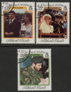 1986 Falkland Islands.  SG.536-8  Royal Wedding set 3 values. Used (CTO)