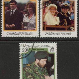 1986 Falkland Islands.  SG.536-8  Royal Wedding set 3 values. Used (CTO)