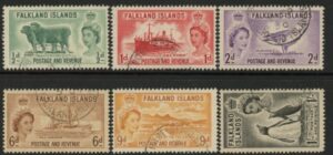 1955 Falklands SG.187-92 Pictorials set 6 values. fine used.