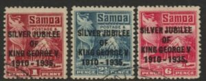 1935 Samoa SG.177-9 Silver Jubilee set 3 values Used