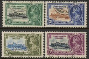 1935 Turks & Caicos SG.187-90  KGV 1935 Silver Jubilee Set of 4 values  Used
