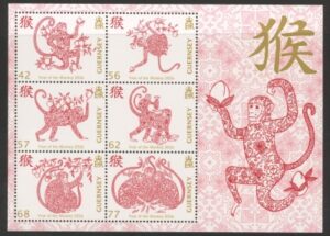 2016 Guernsey MS.1601 Year of the Monkey Mini Sheet U/M (MNH)