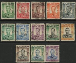 1937 Southern Rhodesia. SG.40-52 used. (cat val. £85)