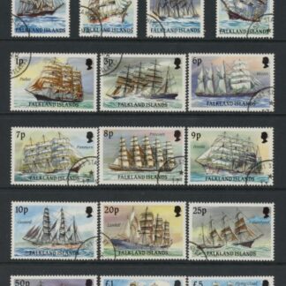 1989 Falkland Islands. SG.567-82 Cape Horn Sailing Ships set 16 values. Used (CTO)