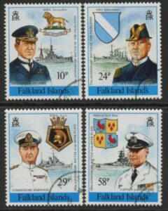 1989 Falkland Islands SG.593-6  75th Anniversary of The Battle of The Falklands. set 4 values. Used (CTO)