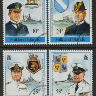 1989 Falkland Islands SG.593-6  75th Anniversary of The Battle of The Falklands. set 4 values. Used (CTO)