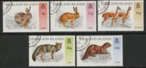 1995 Falkland Islands.  SG.752-6   Introduced Wild Animals. set 5 values.fine used.