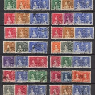1937 KGVI Coronation - total 58 sets (no GB or Newfoundland long set). (4 scans).used.