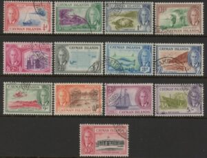 Caymen Islands. 1950 KGVI SG135-147 set 13 values fine used.