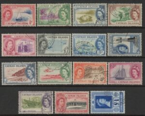 Caymen Islands. 1953 QEII SG148-161a set 15 values fine used.