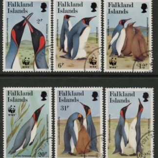 1991 Falkland Islands.  SG.633-8  Endangered Species - King Penguins. set 6 values.Used (CTO)