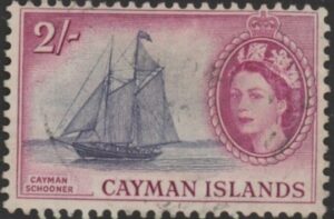 1955 Cayman Islands. SG159  2/-  slate-violet & reddish purple. fine used.