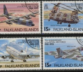 1993 Falkland Islands.  SG.676-9  75th Anniversary of Royal Air Force. set 4 values. fine used. (CTO)