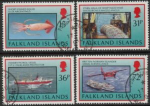 1993 Falkland Islands.  SG.681-4  Fisheries.  set 4 values. fine used.  (CTO)