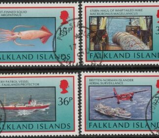 1993 Falkland Islands.  SG.681-4  Fisheries.  set 4 values. fine used.  (CTO)