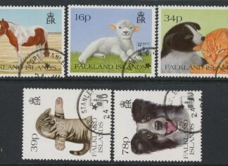 1994 Falkland Islands. SG.696-700 Hong Kong 84 International Stamp Exhibition. Set 5 values. fine used.