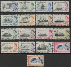 1965 Tristan Da Cunha SG71-84b Ships Set of 17 values Used