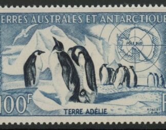 1956 French Antarctic - SG.17 100F Emperor Penguins & Snow Petrel. mounted mint