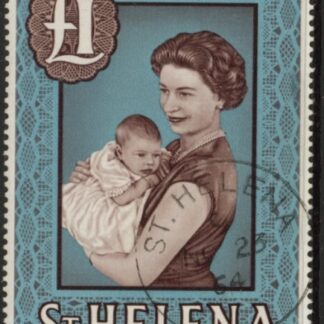 1961 St. Helena SG.189 £1 Chocolate & light blue used