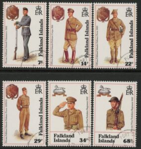 1992 Falkland Islands. SG.665-70  Centenary of Falkland Islands Defence Force.  set 6 values Used(CTO)