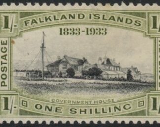 1933 Falkland Islands.  SG.134  1/- black & olive green - KGV Centenary.  mounted mint.