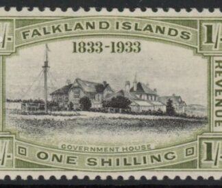 1933 Falkland Islands.  SG.134  1/- black & olive green - KGV Centenary. U/M (MNH)