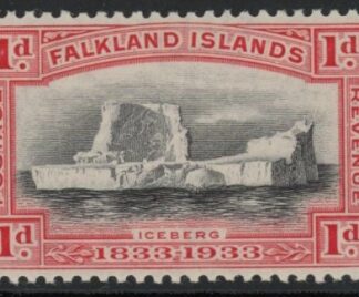 1933 Falkland Islands.  SG.128  1d black & scarlet. U/M (MNH)