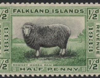 1933 Falkland Islands.  SG.127  ½d black & green. U/M (MNH)