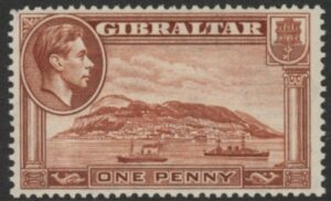 1940  Gibraltar  SG.122a 1d yellow-brown perf 13½  U/M (MNH)