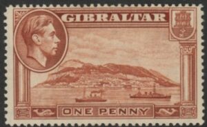 1938 Gibraltar SG.122 1d yellow-brown perf 14 U/M (MNH)