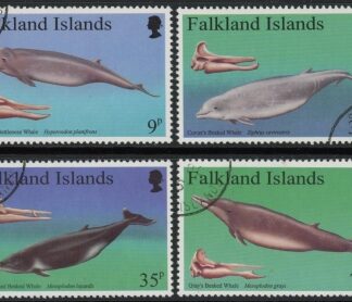 1996 Falkland Islands.  SG.771-4  Beaked Whales.  set 4 values. fine used (CTO)
